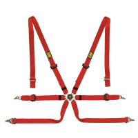 OMP One 2 ремни безопасности, 6 точек, 2" A02, алюминий, красный
